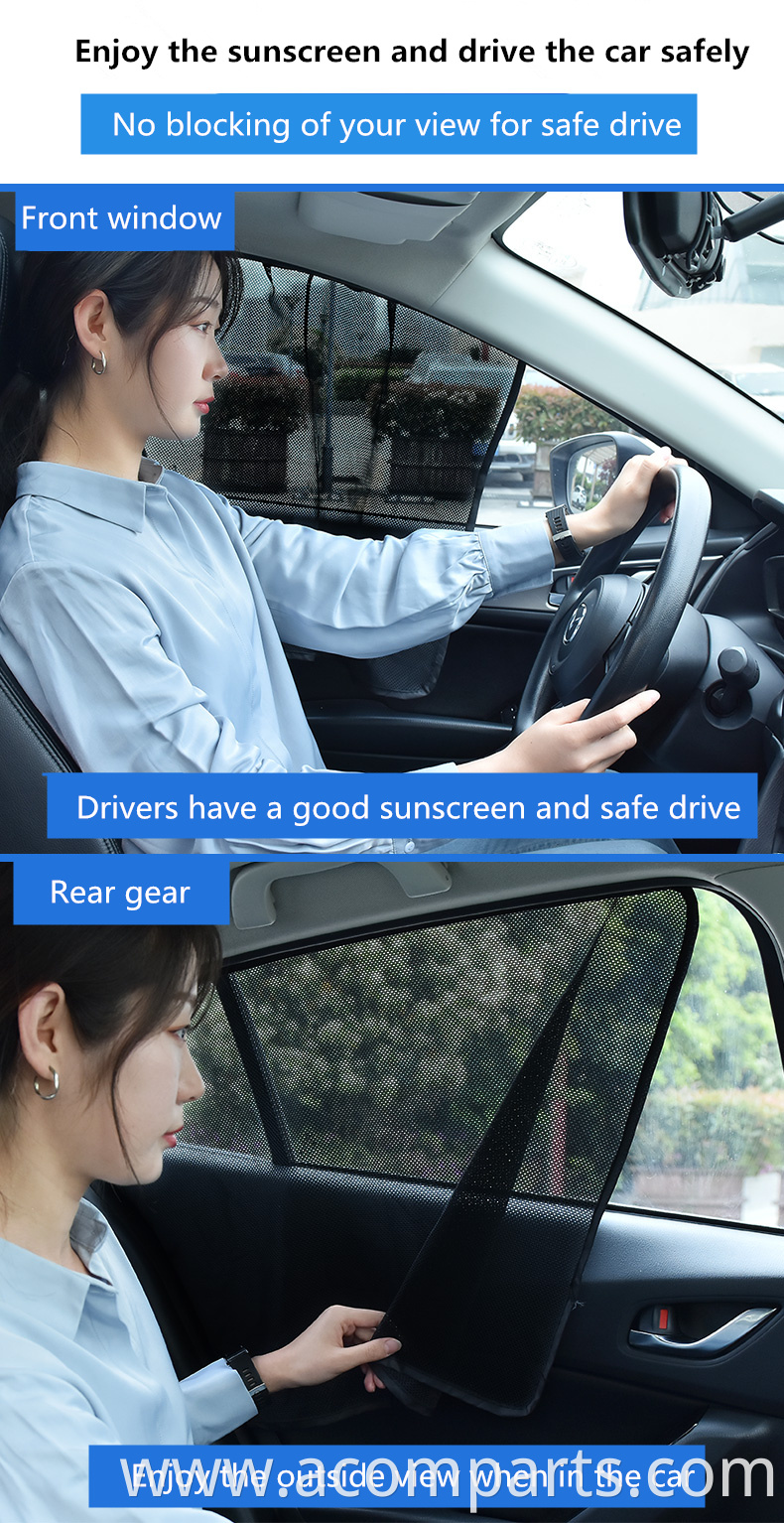 Fast delivery automatic nylon mesh sunshades strong magnetic roller plastic car curtains